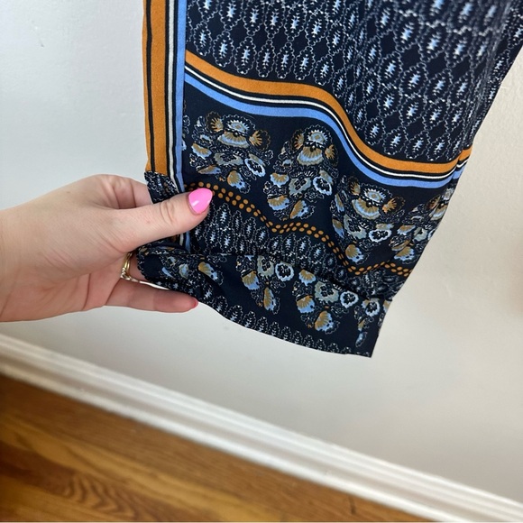 Anthropologie Elevenses | Navy Patterned Rolled Hem Trouser Pants 12T - Picture 5 of 7